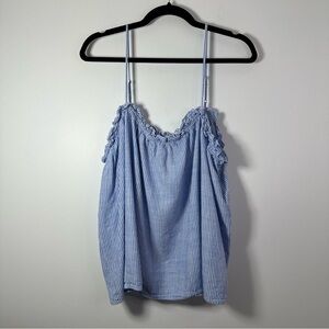 H&M Women’s Blue & White Striped Flowy Camisole Linen Blend Size XXL